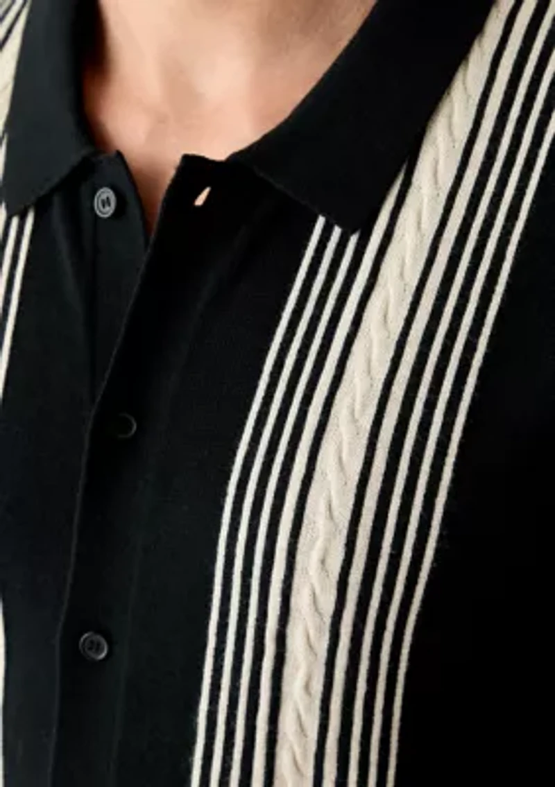 Men's Button Front Cable Sweater