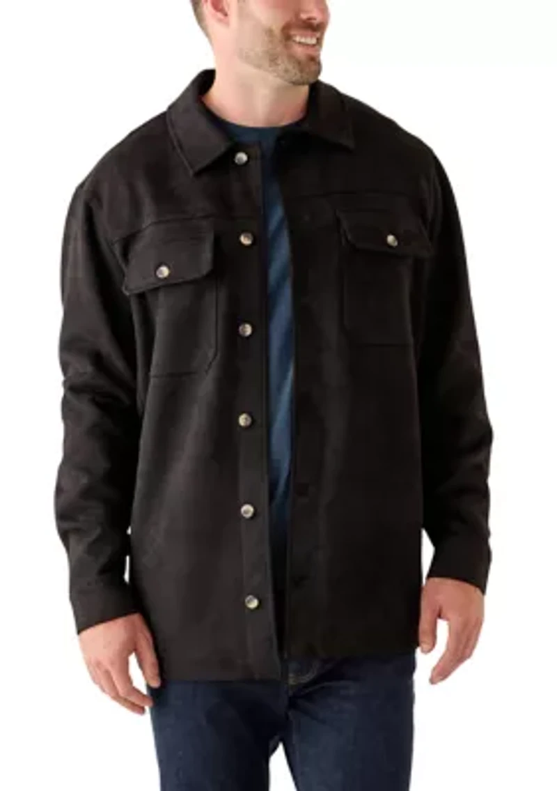 Big & Tall Long Sleeve Faux Suede Overshirt