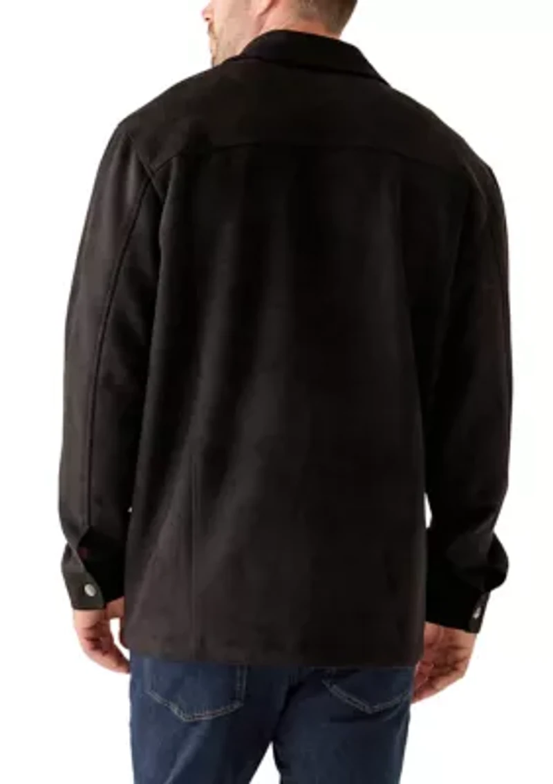 Big & Tall Long Sleeve Faux Suede Overshirt