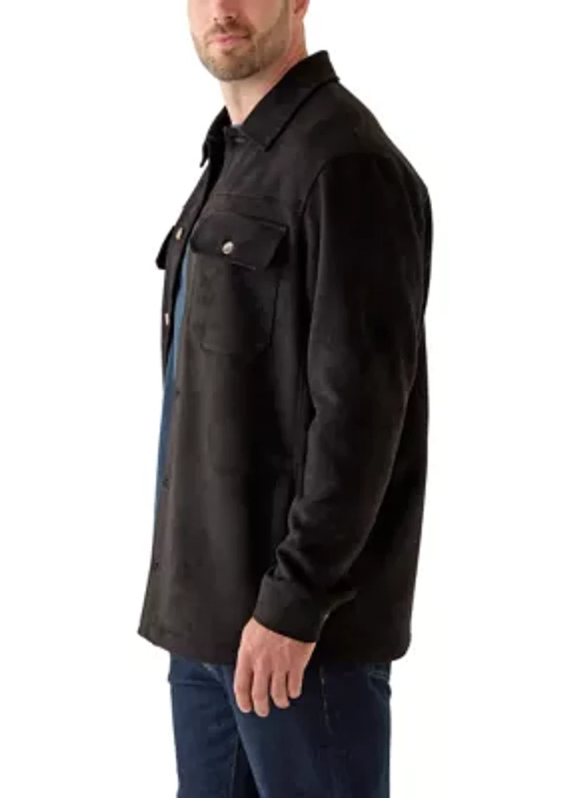 Big & Tall Long Sleeve Faux Suede Overshirt