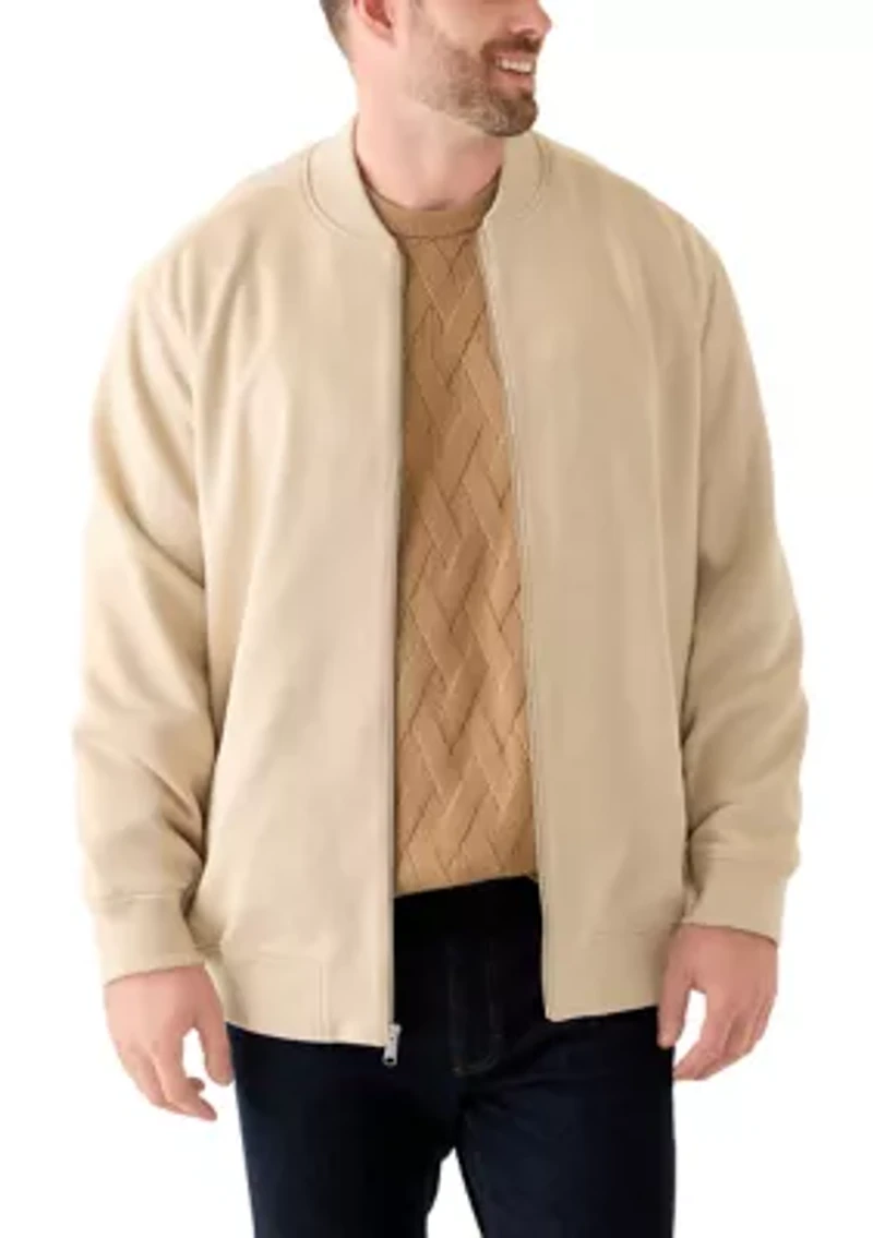 Big & Tall Long Sleeve Suede Bomber Jacket