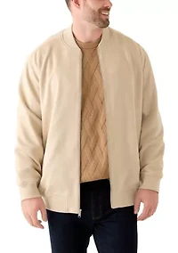 Big & Tall Long Sleeve Suede Bomber Jacket
