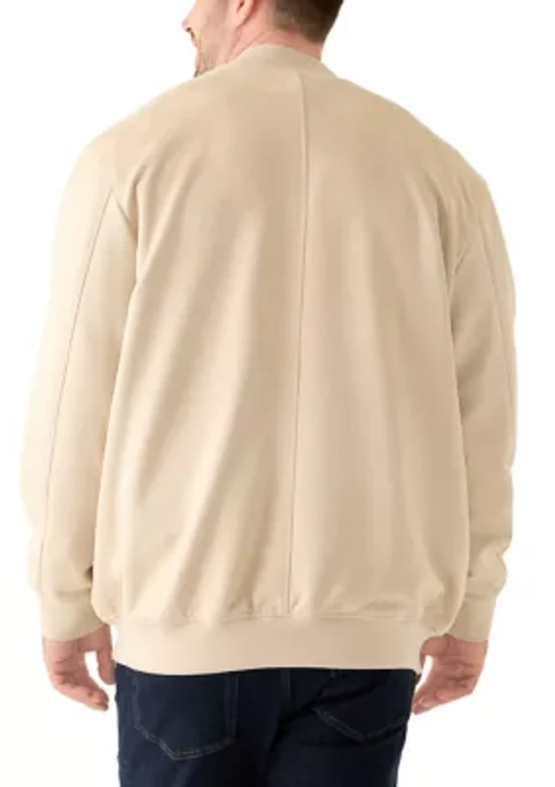 Big & Tall Long Sleeve Suede Bomber Jacket