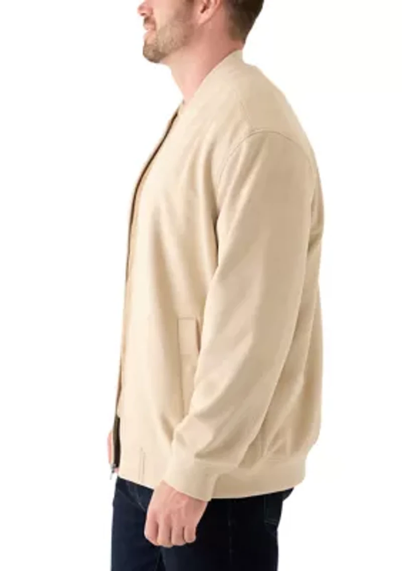 Big & Tall Long Sleeve Suede Bomber Jacket