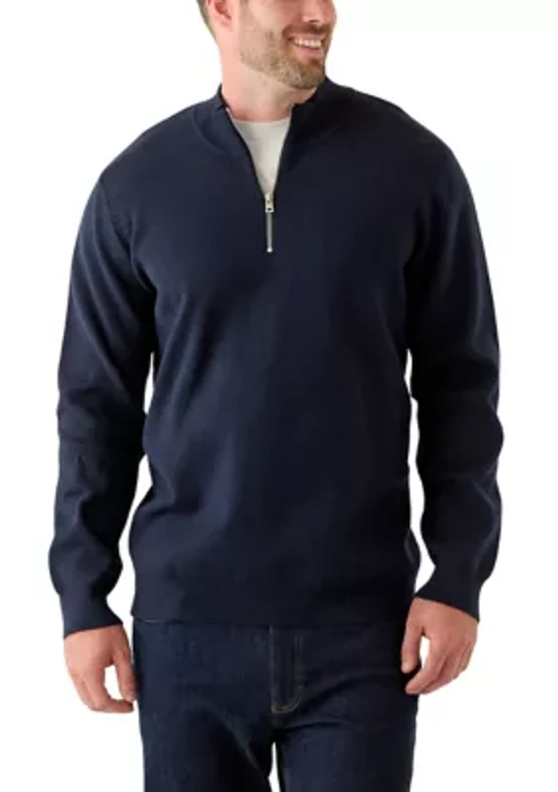 Big & Tall Long Sleeve Quarter Zip Sweater