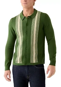 Men's Button Front Striped Sweater