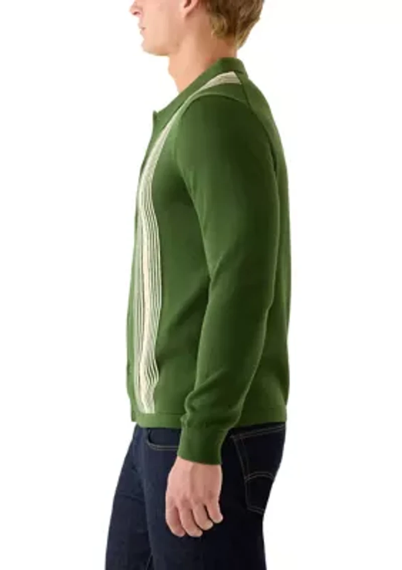 Men's Button Front Striped Sweater