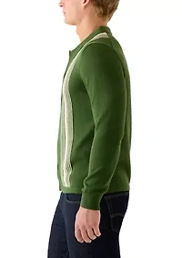 Men's Button Front Striped Sweater