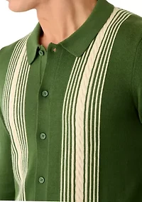 Men's Button Front Striped Sweater