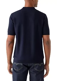 Men's Short Sleeve 3 Button Striped Polo Shirt