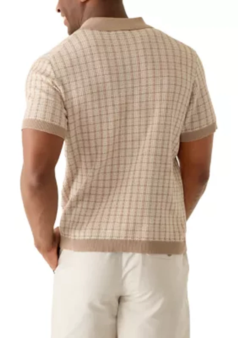 Men's Textured Sweater Polo