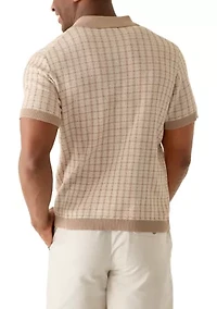 Men's Textured Sweater Polo