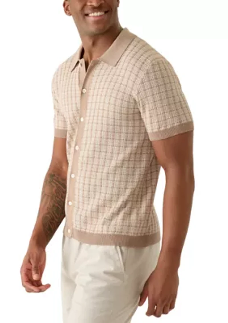 Men's Textured Sweater Polo