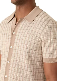 Men's Textured Sweater Polo