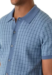 Men's Textured Sweater Polo