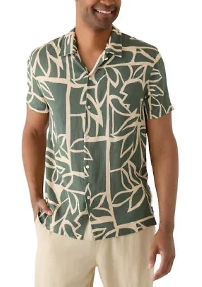 Men's Short Sleeve Printed Linen Shirt
