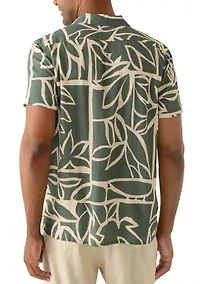 Men's Short Sleeve Printed Linen Shirt