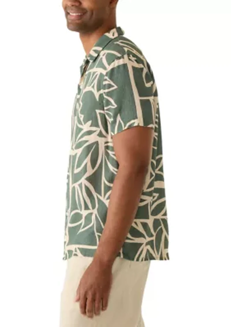 Men's Short Sleeve Printed Linen Shirt