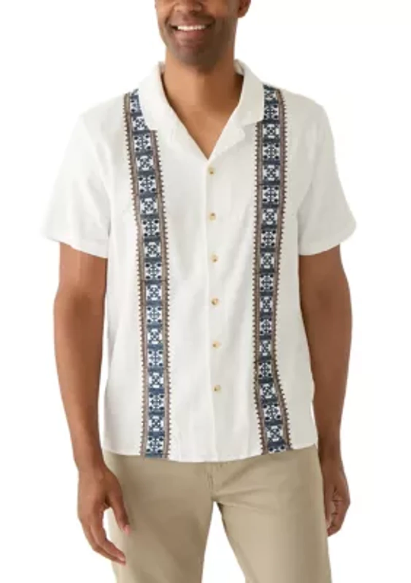 Men's Short Sleeve Embroidered Camp Shirt
