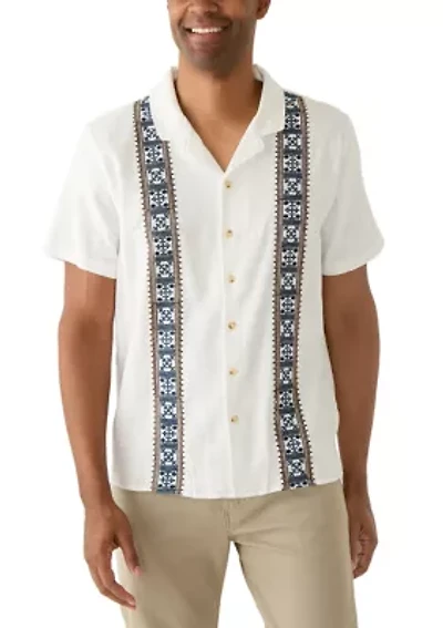 Men's Short Sleeve Embroidered Camp Shirt