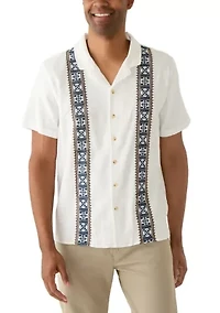 Men's Short Sleeve Embroidered Camp Shirt