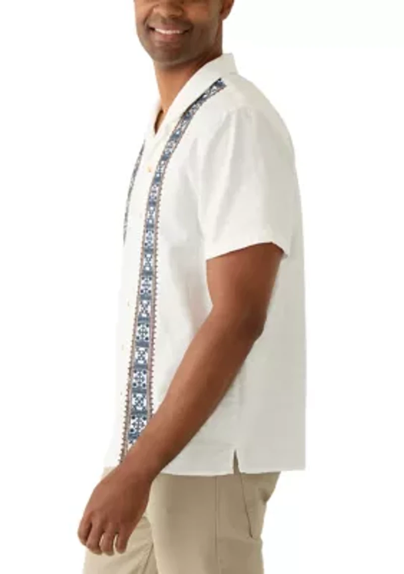 Men's Short Sleeve Embroidered Camp Shirt