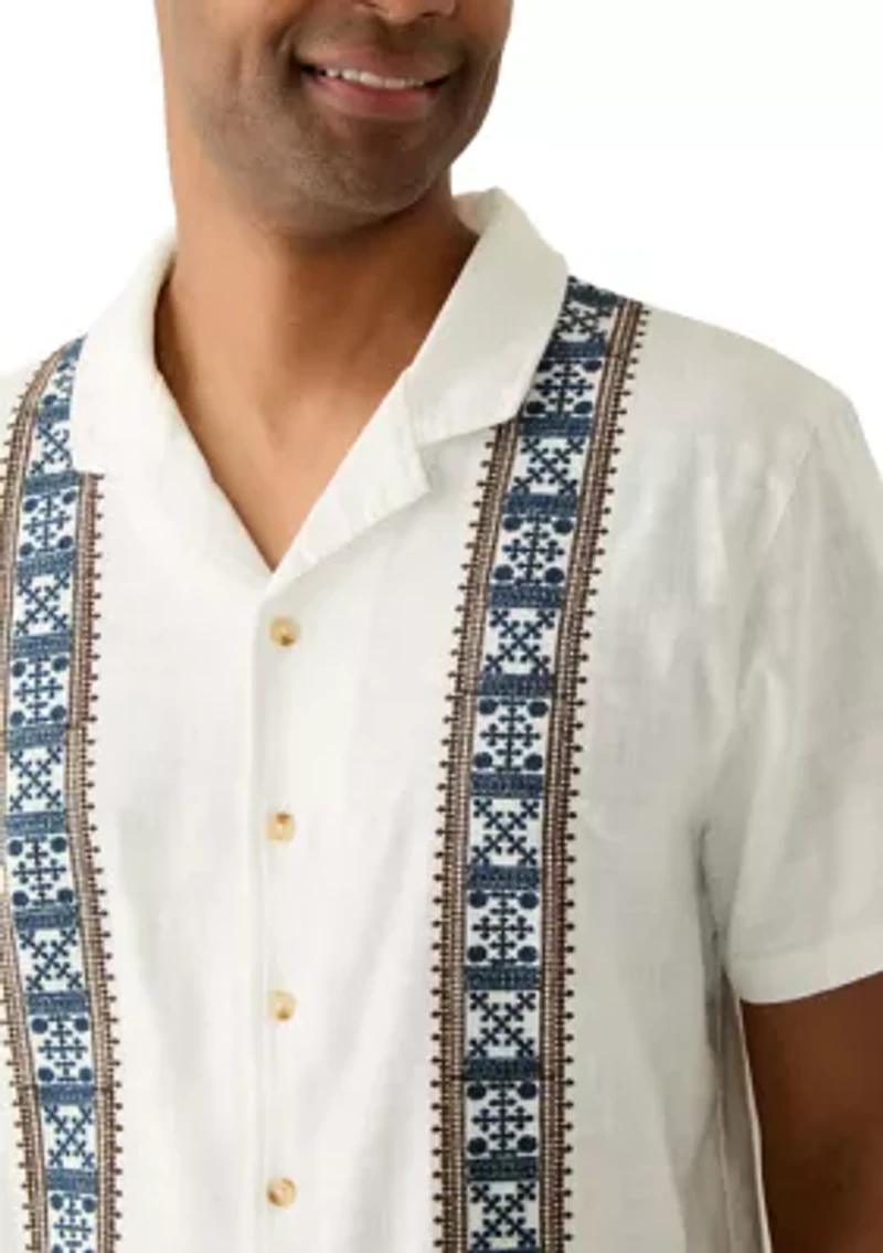 Men's Short Sleeve Embroidered Camp Shirt