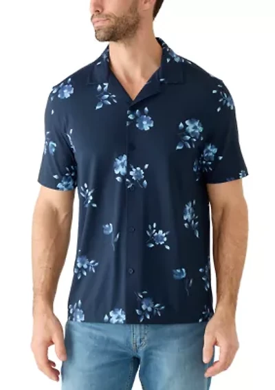 Men's Short Sleeve Stretch Knit Pattern Shirt