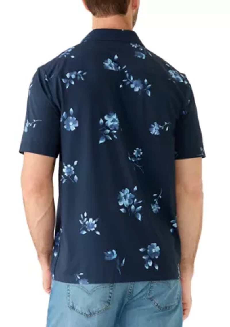 Men's Short Sleeve Stretch Knit Pattern Shirt