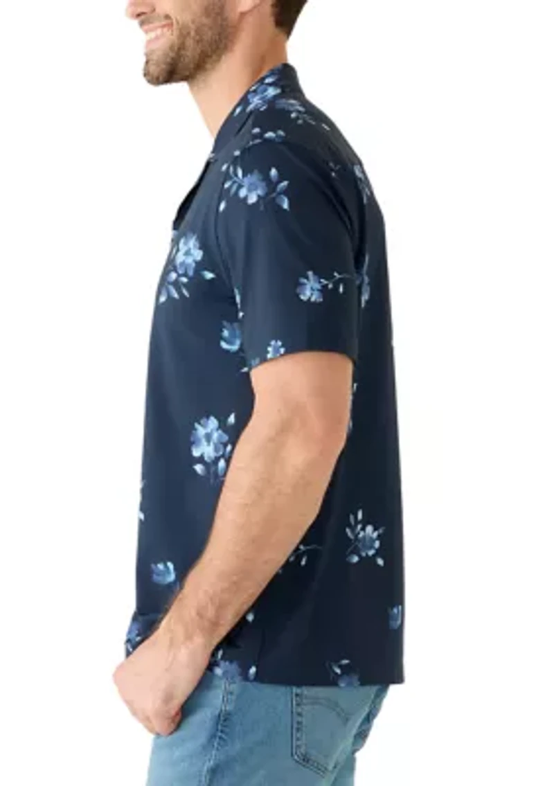 Men's Short Sleeve Stretch Knit Pattern Shirt