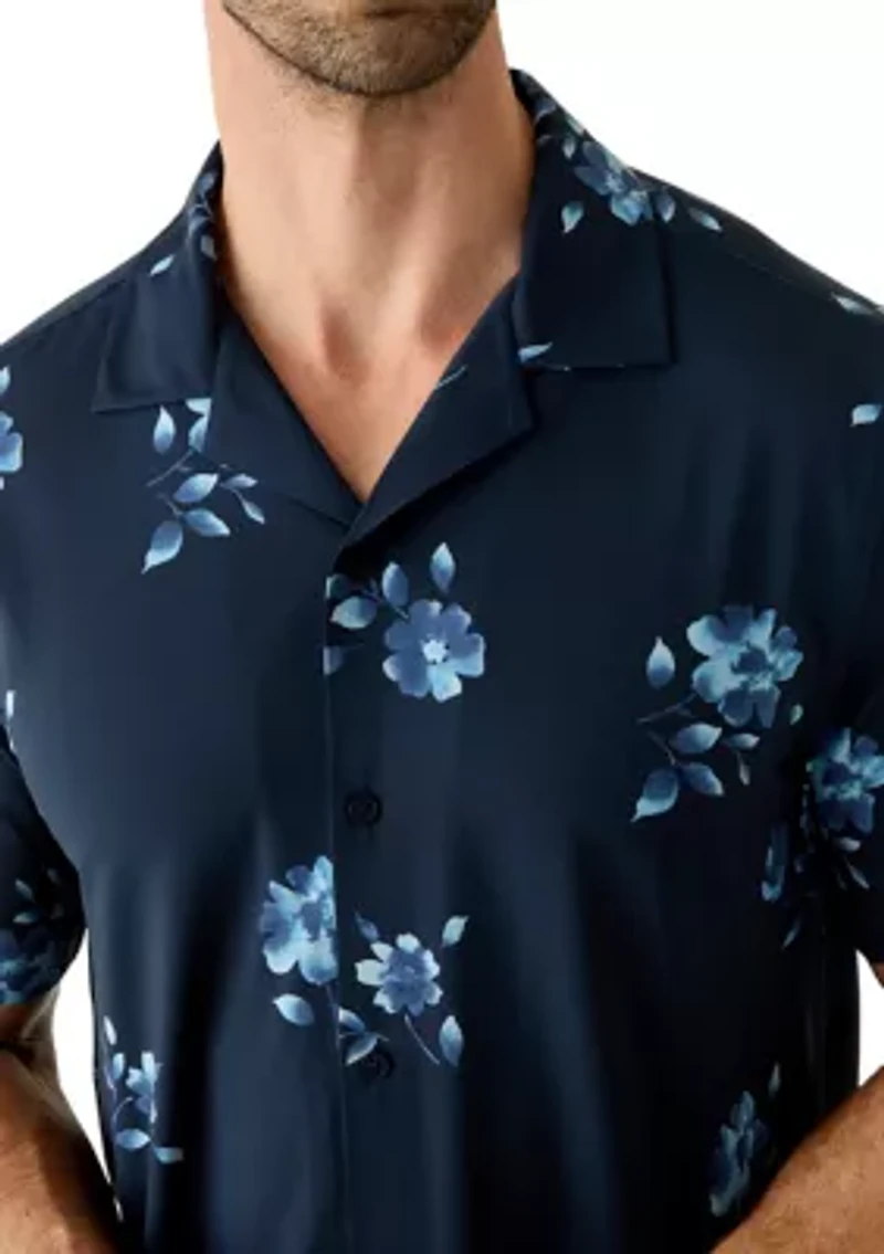 Men's Short Sleeve Stretch Knit Pattern Shirt