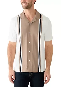 Men's Short Sleeve Stretch Knit Striped Shirt