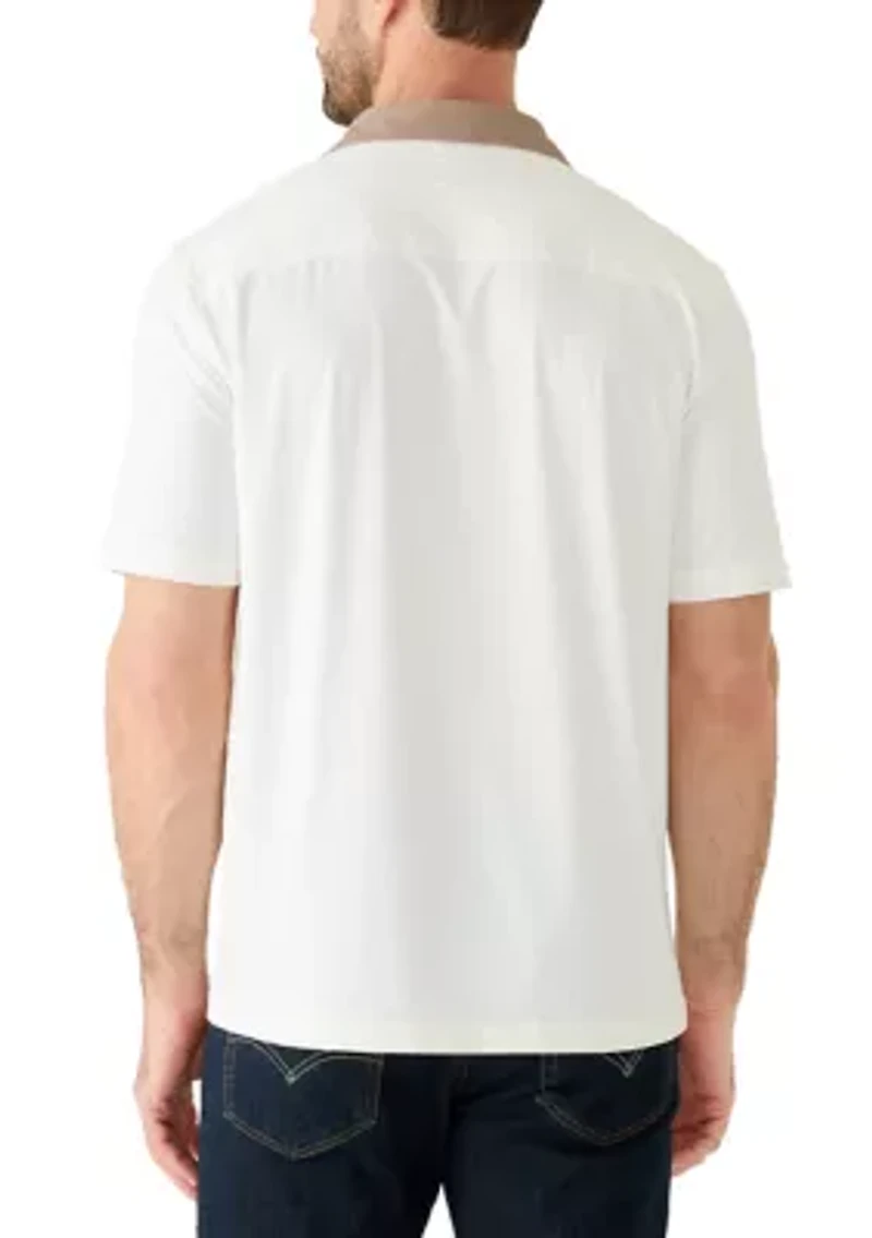 Men's Short Sleeve Stretch Knit Striped Shirt