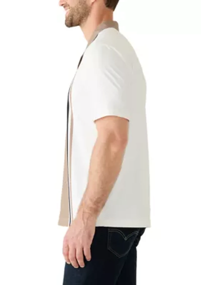 Men's Short Sleeve Stretch Knit Striped Shirt