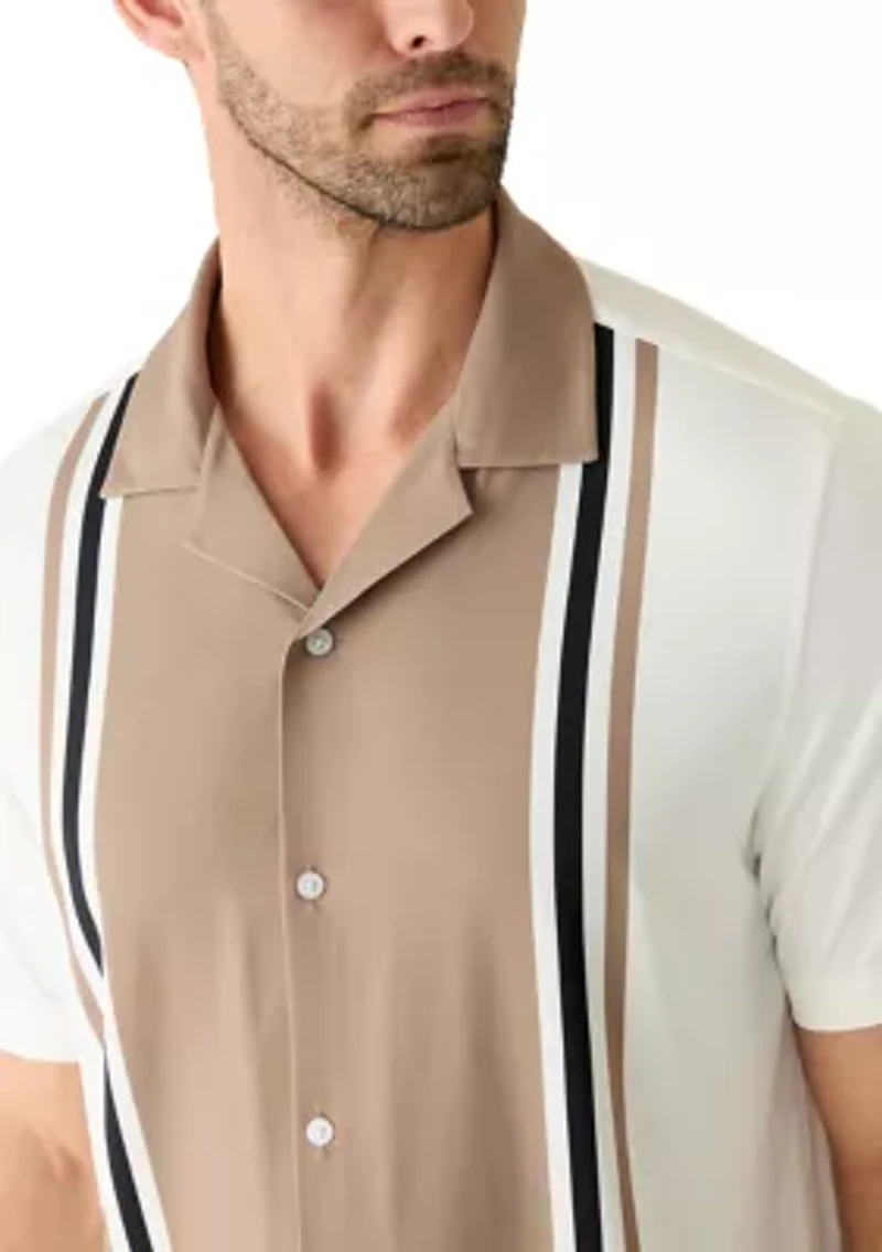 Men's Short Sleeve Stretch Knit Striped Shirt