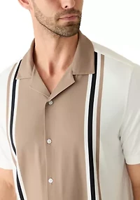 Men's Short Sleeve Stretch Knit Striped Shirt