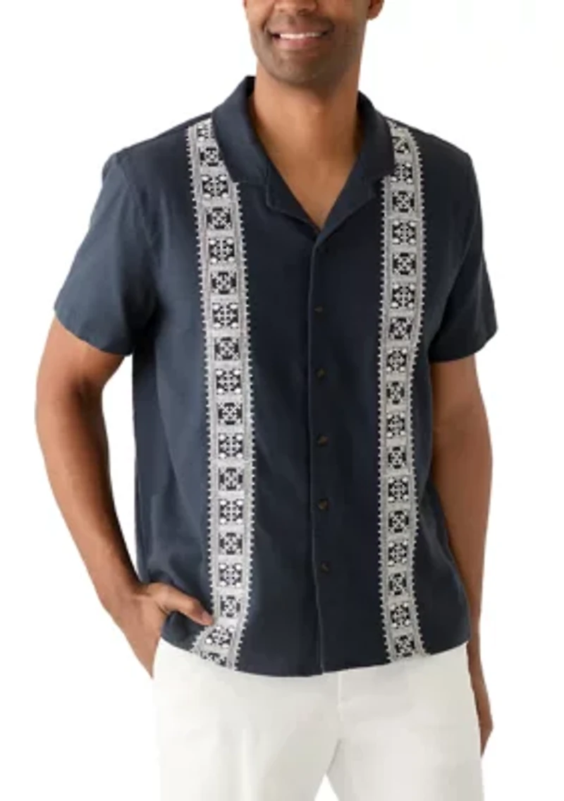 Men's Short Sleeve Embroidered Camp Shirt