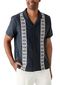 Men's Short Sleeve Embroidered Camp Shirt