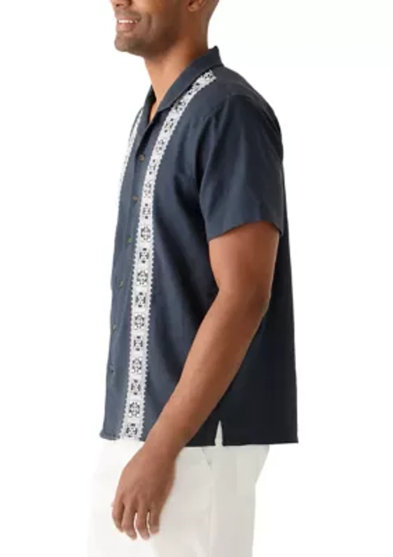 Men's Short Sleeve Embroidered Camp Shirt