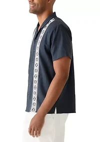 Men's Short Sleeve Embroidered Camp Shirt