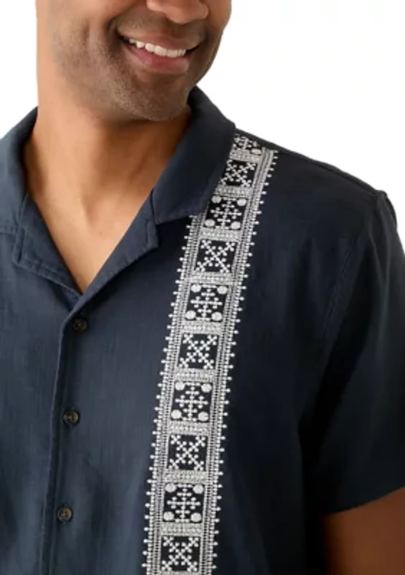 Men's Short Sleeve Embroidered Camp Shirt