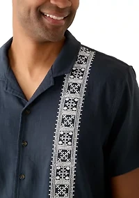 Men's Short Sleeve Embroidered Camp Shirt