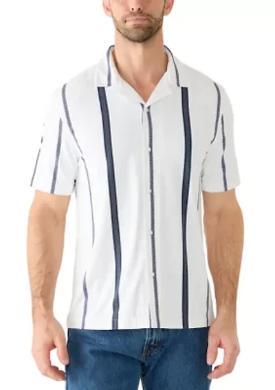 Men's Short Sleeve Stretch Knit Striped Shirt