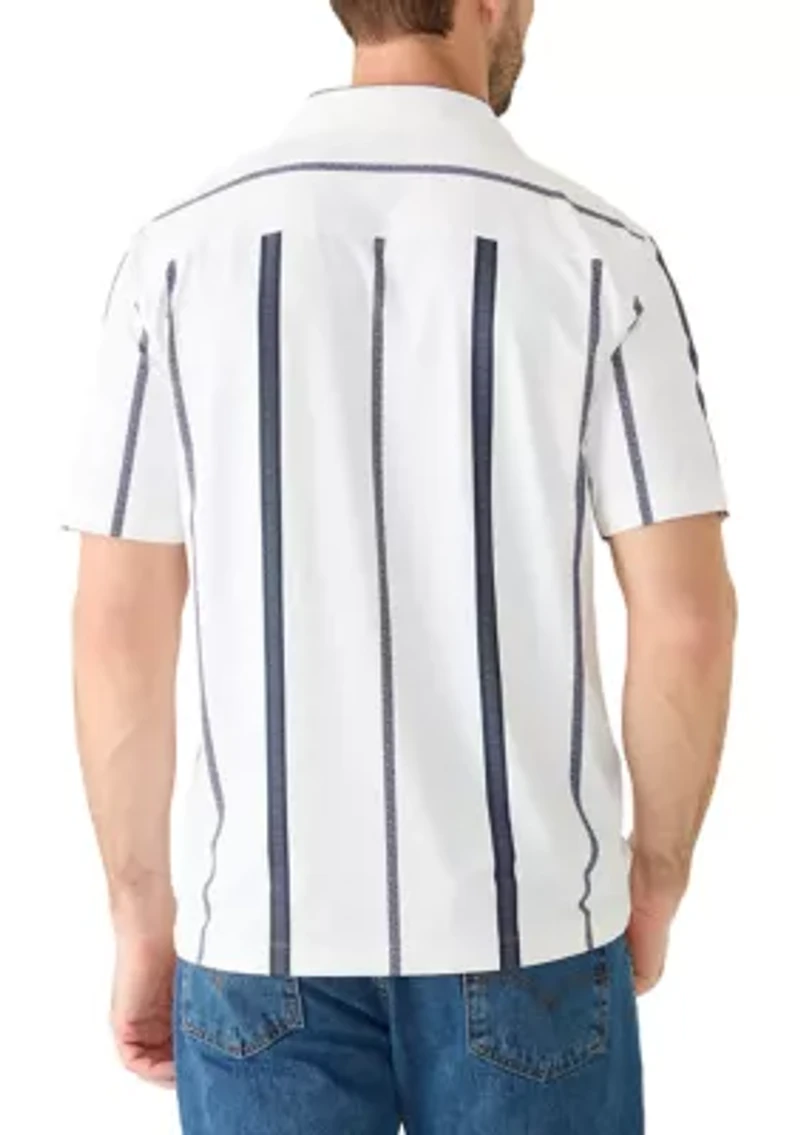 Men's Short Sleeve Stretch Knit Striped Shirt
