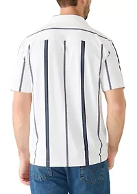 Men's Short Sleeve Stretch Knit Striped Shirt