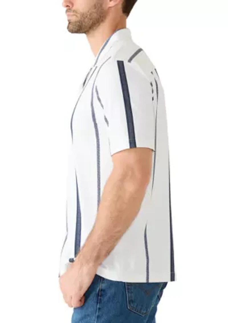 Men's Short Sleeve Stretch Knit Striped Shirt