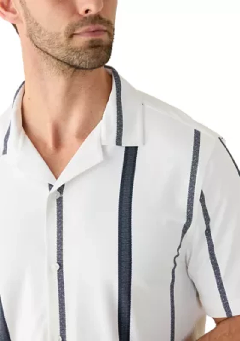 Men's Short Sleeve Stretch Knit Striped Shirt