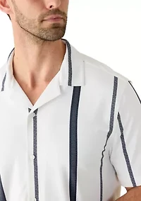 Men's Short Sleeve Stretch Knit Striped Shirt
