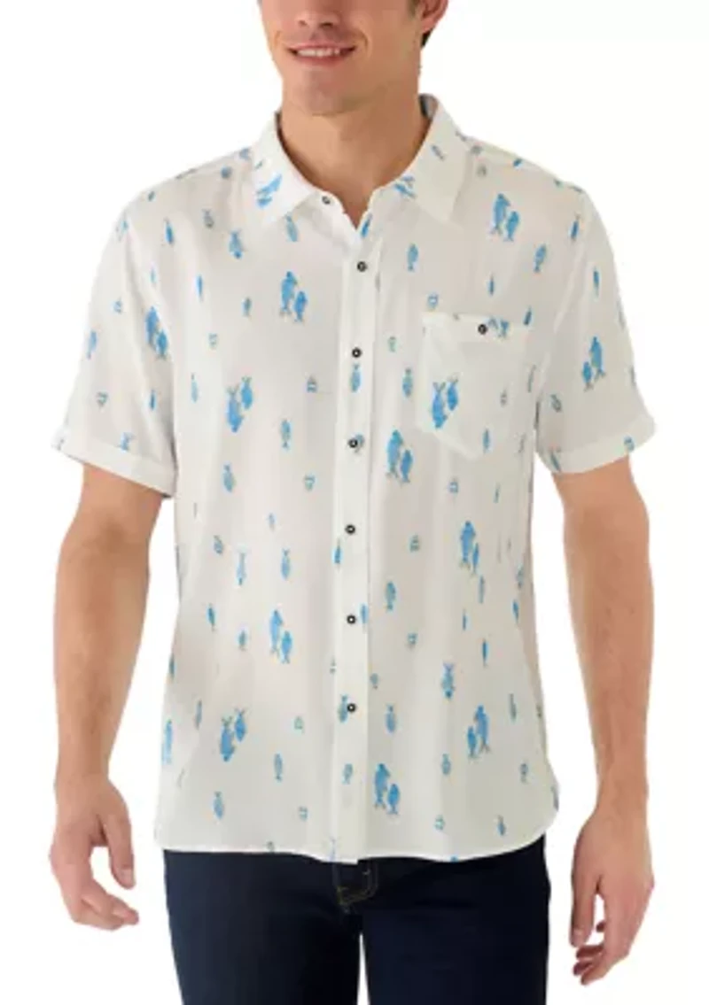 Men's Short Sleeve Whale Watching Print Shirt