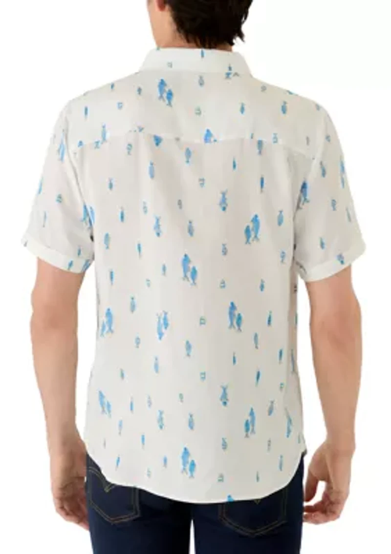 Men's Short Sleeve Whale Watching Print Shirt